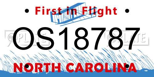 OS18787 North Carolina License Plate