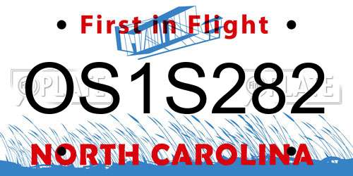 OS1S282 North Carolina License Plate
