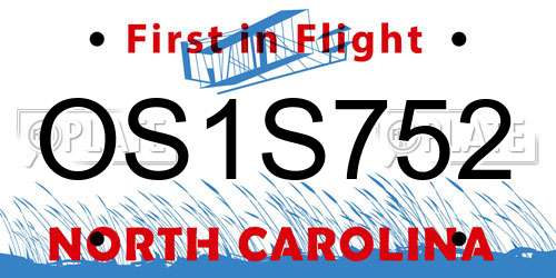 OS1S752 North Carolina License Plate