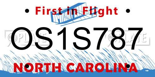 OS1S787 North Carolina License Plate