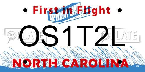 OS1T2L North Carolina License Plate