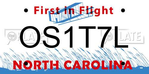 OS1T7L North Carolina License Plate