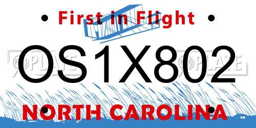 OS1X802 North Carolina License Plate