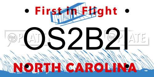 OS2B2I North Carolina License Plate