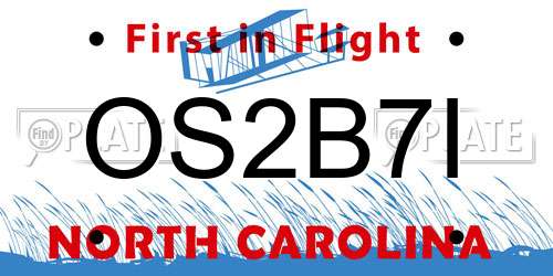 OS2B7I North Carolina License Plate