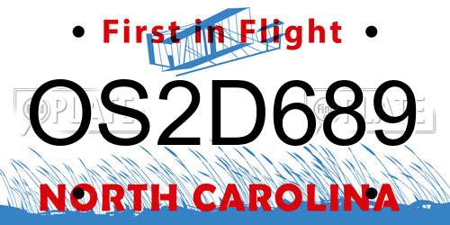 OS2D689 North Carolina License Plate