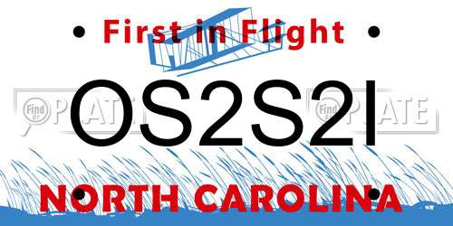 OS2S2I North Carolina License Plate