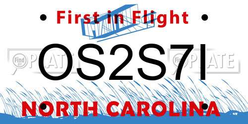 OS2S7I North Carolina License Plate