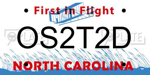 OS2T2D North Carolina License Plate