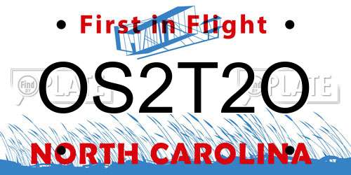 OS2T2O North Carolina License Plate