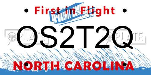 OS2T2Q North Carolina License Plate