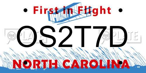 OS2T7D North Carolina License Plate