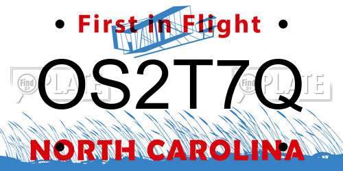 OS2T7Q North Carolina License Plate
