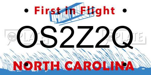 OS2Z2Q North Carolina License Plate