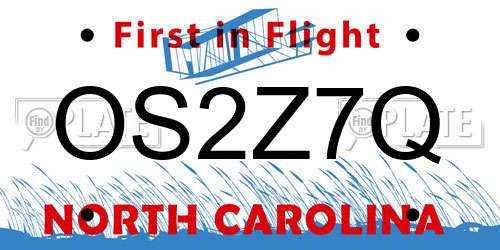 OS2Z7Q North Carolina License Plate