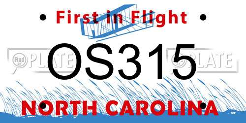 OS315 North Carolina License Plate