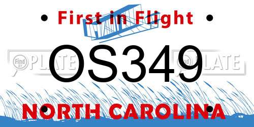 OS349 North Carolina License Plate