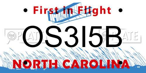 OS3I5B North Carolina License Plate
