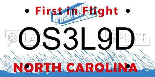 OS3L9D North Carolina License Plate