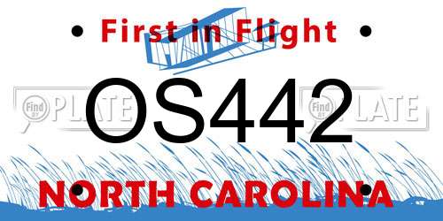OS442 North Carolina License Plate