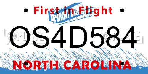 OS4D584 North Carolina License Plate