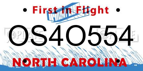 OS4O554 North Carolina License Plate