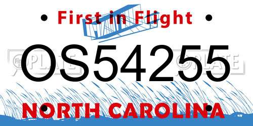 OS54255 North Carolina License Plate