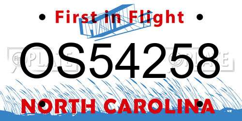 OS54258 North Carolina License Plate