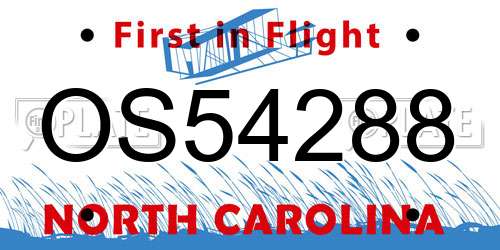 OS54288 North Carolina License Plate
