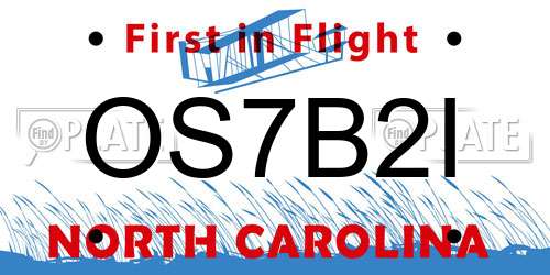 OS7B2I North Carolina License Plate