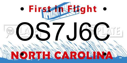 OS7J6C North Carolina License Plate