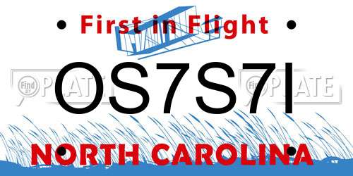 OS7S7I North Carolina License Plate