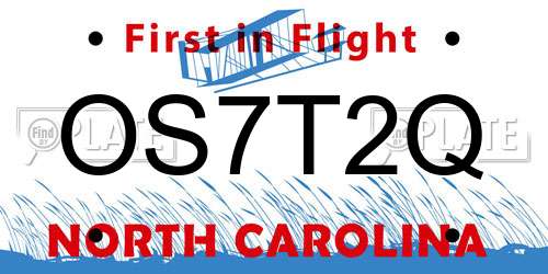 OS7T2Q North Carolina License Plate