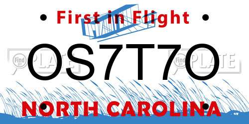 OS7T7O North Carolina License Plate