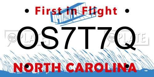 OS7T7Q North Carolina License Plate
