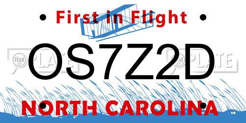 OS7Z2D North Carolina License Plate