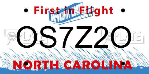OS7Z2O North Carolina License Plate