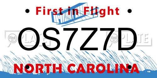 OS7Z7D North Carolina License Plate