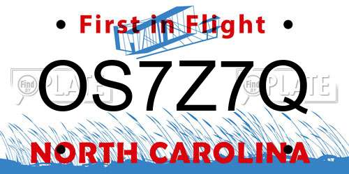 OS7Z7Q North Carolina License Plate