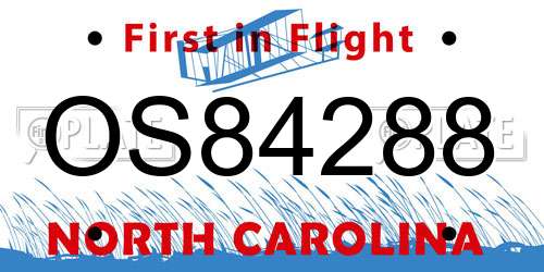 OS84288 North Carolina License Plate