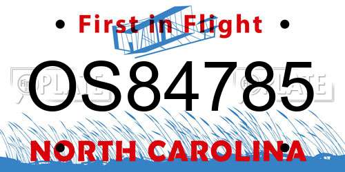 OS84785 North Carolina License Plate