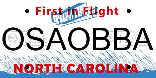 OSAOBBA North Carolina License Plate