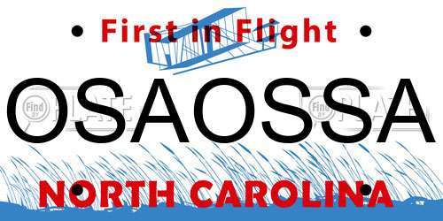 OSAOSSA North Carolina License Plate