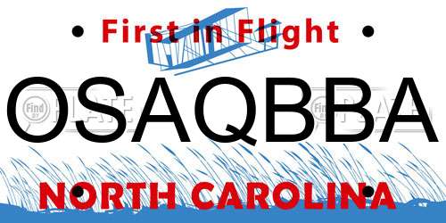OSAQBBA North Carolina License Plate