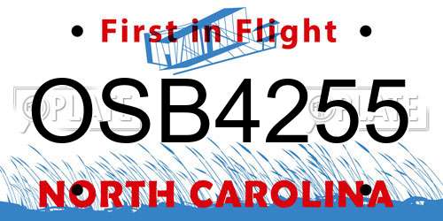 OSB4255 North Carolina License Plate