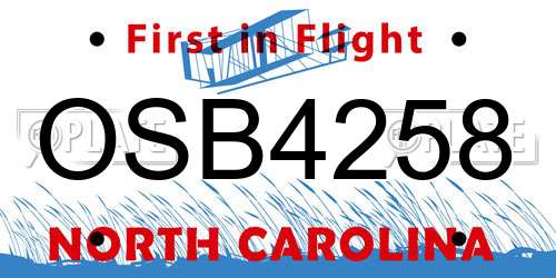 OSB4258 North Carolina License Plate