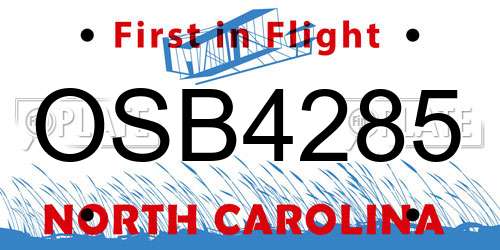 OSB4285 North Carolina License Plate