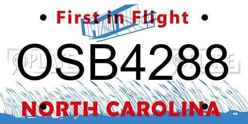 OSB4288 North Carolina License Plate