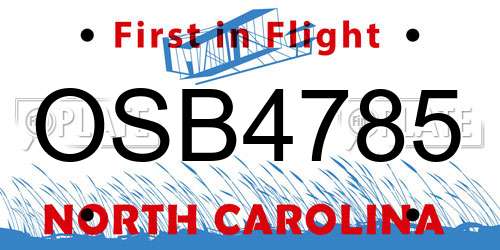 OSB4785 North Carolina License Plate