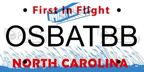 OSBATBB North Carolina License Plate